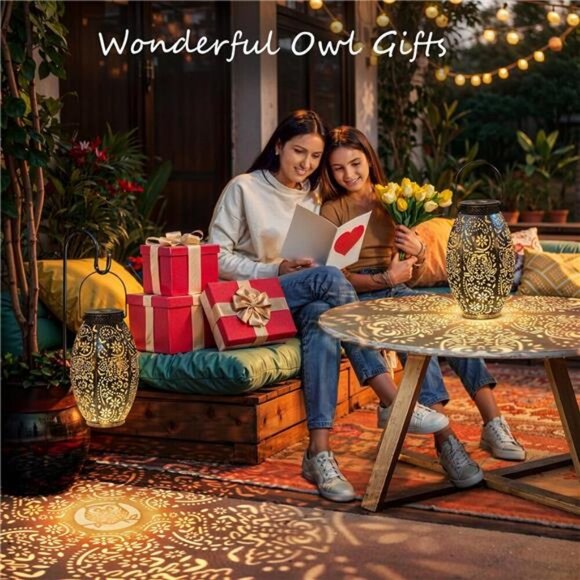 2Pack Owl Solar Outdoor Lanterns Waterproof,Large Decorative Garden Solar Lights - Picture 2 of 7